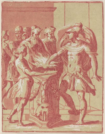 Mucius Scaevola Putting his Hand in a Fire by Anton Maria Zanetti I after Parmigianino