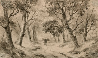 A Wood Gatherer in the Forest by Anton Mauve