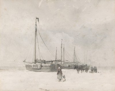 Fishing Boats on the Beach in Winter by Anton Mauve