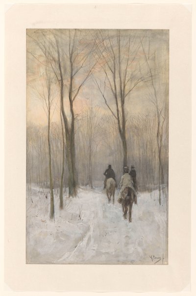 Riders in the Snow in the Haagse Bos by Anton Mauve