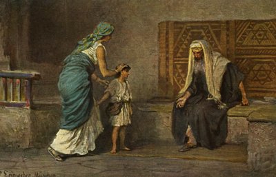 Hannah Taking Samuel to Eli at the Temple by Anton Robert (after) Leinweber