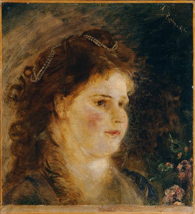 Girl with Pearl Necklace in Hair by Anton Romako