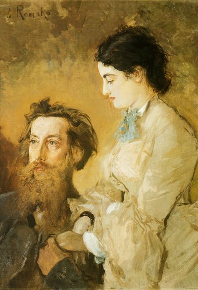 Portrait of Sculptor Reinhold Begas with His Wife by Anton Romako