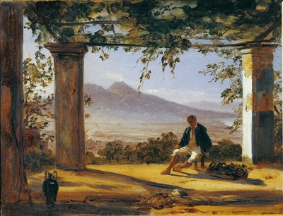 Under an Arbor with Mount Vesuvius in Background by Anton Sminck Pitloo