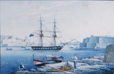 View of the Entrance of the Harbour of La Valletta from Isola Point by Anton the Younger (circle) Schranz