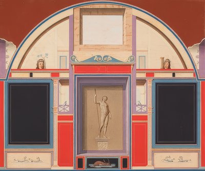 Wall Painting of a Roman House on the Grounds of Villa Negroni in Rome, Statue of Adonis. Around 1801 (?) by Anton von Maron