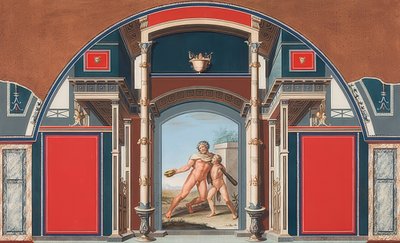 Wall Painting of a Roman House on the Grounds of Villa Negroni in Rome, Drunken Hercules. 1781 by Anton von Maron