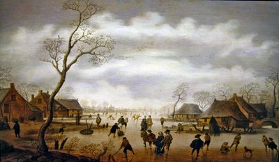 A Winter Scene with Skaters by Antoni  Verstralen