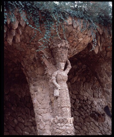 Art Nouveau: Statue Detail of Park Guell Architecture by Antoni Gaudi by Antoni Gaudi