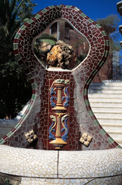 Tiled fountain, Guell Park (1900-1914) by Antoni Gaudi