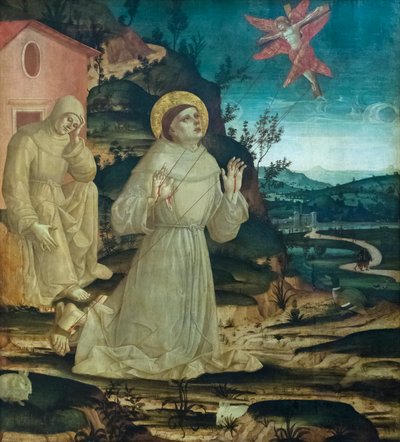 St Francis of Assisi Receiving the Stigmata by Antoniazzo (workshop of) Romano