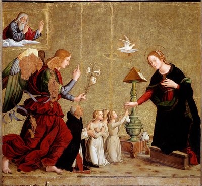 Annunciation with Cardinal Juan de Torquemada by Antoniazzo Romano