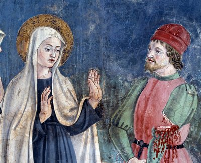 Life of St. Francesca Romana: On Her Return of St. John Lateran, the Saint Heals a Man with a Cut Arm (detail) by Antoniazzo Romano