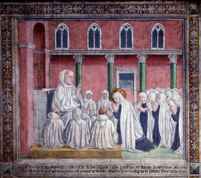 Life of St. Francesca Romana: The saint and the oblates offer themselves to the Benedictine order and settle in the church of Santa Maria Nova, Rome by Antoniazzo Romano