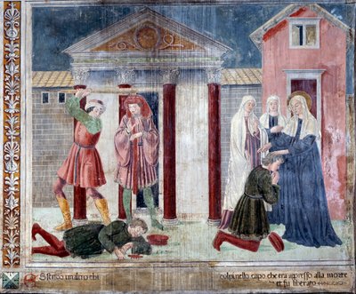 Life of St Francesca Romana: The saint heals a man beaten to death by his enemies by Antoniazzo Romano