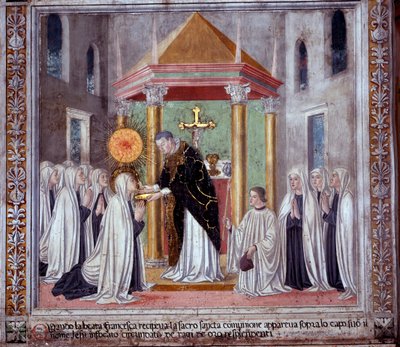Life of St. Francesca Romana: When the saint was receiving Communion, a shining orb appeared above her by Antoniazzo Romano