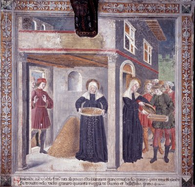 Life of St. Francesca Romana: During a serious famine in 1402, Francesca gives all her grain to the poor by Antoniazzo Romano