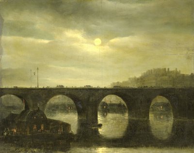 One of the Bridges over the Seine, Paris, in the Moonlight by Antonie Waldorp
