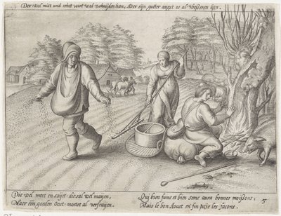 Sowing on the Land by Antonie Wierix (II) (possibly)