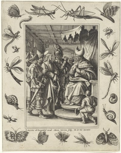 Christ Before Caiaphas, Passion of Christ by Antonie Wierix (II)
