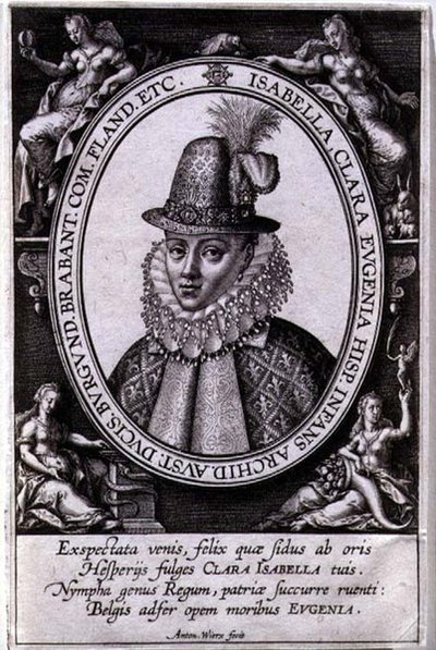 Portrait of Isabella Clara Eugenia of Austria, wife of Albert, Archduke of Austria by Antonie Wierix