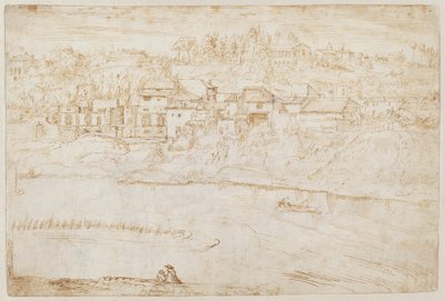 View of the Janiculum Hill Seen from the Tiber by Antonie van den Wyngaerde