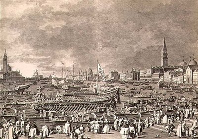 The Disembarkation of the Doge on the Bucintoro for the Marriage to the Sea, engraved by Giovanni Battista Brustolon by Antonio (after) Canaletto