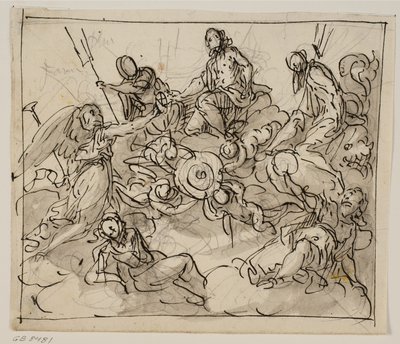 Allegorical Composition with Venice Surrounded by Two Sea-Gods, Fame and Other Figures by Antonio Aliense