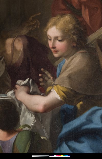 Saint Gregory the Great at a table with Jesus disguised as a pilgrim (detail) by Antonio Balestra