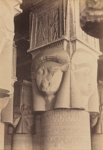 Dendera, Interior of the Temple, Hathor Capitals by Antonio Beato