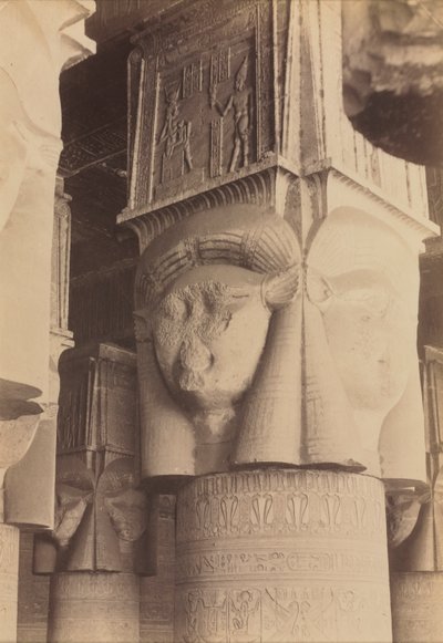 Dendera, Interior of the Temple, Hathor Capitals, c. 1870s - 1880 by Antonio Beato