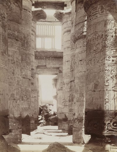 Hypostyle Hall in Temple of Karnak, view of the Hypostyle Hall by Antonio Beato