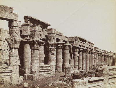 Philae, view from the southeast of the West Colonnade at the Temple of Isis by Antonio Beato