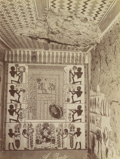 Tomb of Nakht at Thebes, View of Painted Wall and Ceiling from Tomb by Antonio Beato
