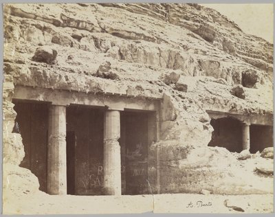 Tombs at Beni Hasan, View of the Façade of the Tombs of Khnum-hotep and Beni Hasan by Antonio Beato