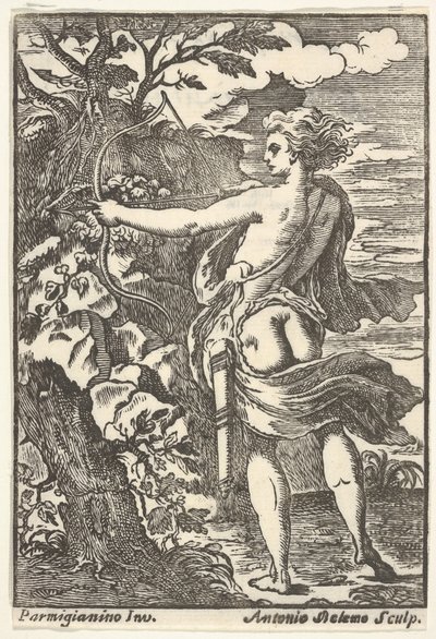 Callisto hunting with drawn bow, after Parmigianino, 1720-1740 by Antonio Belemo