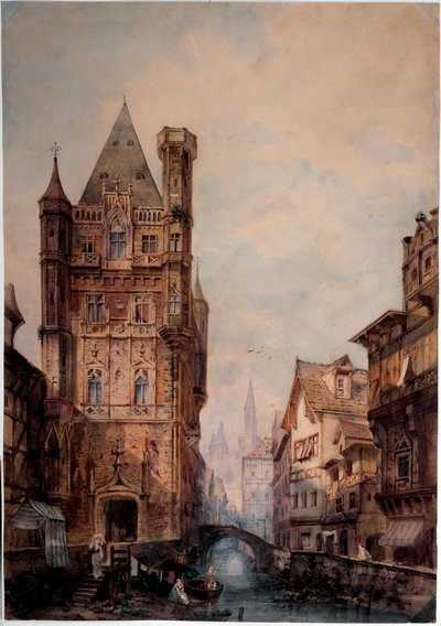View of a Canal in a Norman City by Antonio Bernasconi