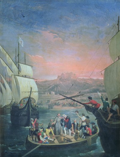 Departure of the Santa Maria, the Pinta and the Nina from Palos in 1492 by Antonio Cabral Bejarano