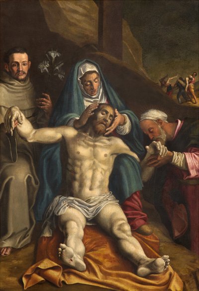 North Transept, Altar of the Deposition, Deposition of Christ supported by the Virgin and Saints Raymond and Anthony of Padua, Altarpiece by Antonio Campi