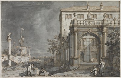 Capriccio: A Palace with a Courtyard by the Lagoon by Antonio Canaletto