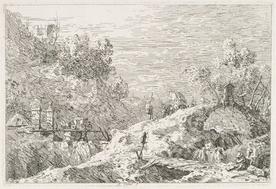 Views: Mountain Landscape with Five Bridges by Giovanni Antonio Canal