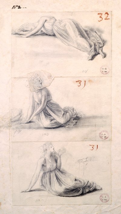 Female figure in three different positions by Antonio Canova