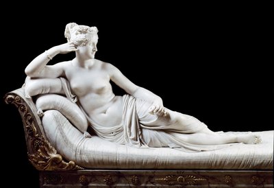 Pauline Bonaparte, Princess Borghese (1780-1825) Represented as Victorious Venus. Marble Sculpture by Antonio Canova (1804-1808) Galleria Borghese by Antonio Canova