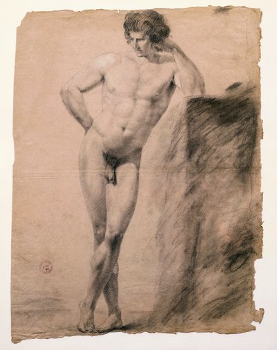 Study of male nude leaning on plinth by Antonio Canova