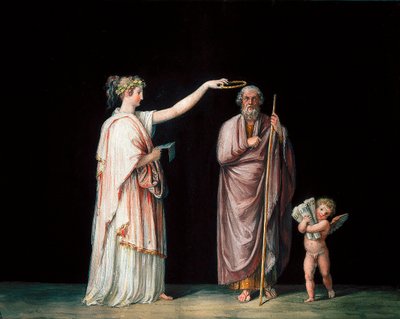The Muse Calliope and Homer. Tempera by Antonio Canova by Antonio Canova