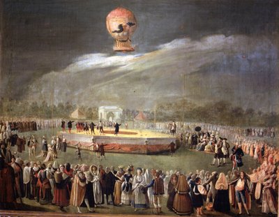 Balloon Ascension in the Gardens of Aranjuez, c.1783 by Antonio Carnicero