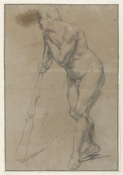 Study of a Naked Man Leaning on a Club by Antonio Carracci