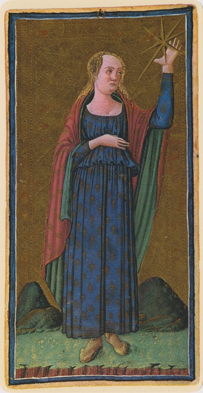 The Star, facsimile of a tarot card from the 