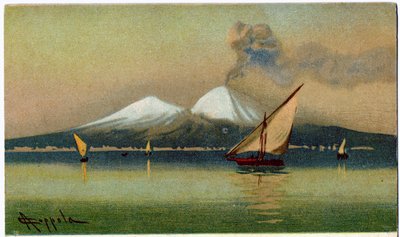 Geography. Volcano Mount Vesuvius and the Bay of Naples by Antonio Coppola