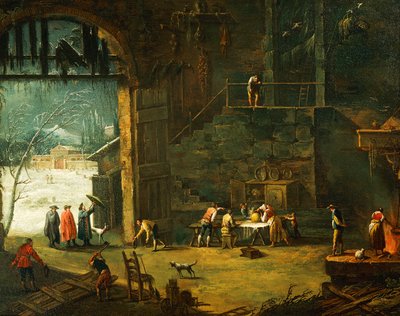 The winter, the arrival of a nobleman at the villa by Antonio Diziani